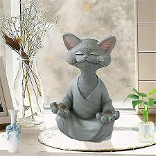 Meditation Statue Cat Statue Zen Yoga