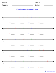 Number Line Worksheets Fractions On Number Line Worksheets
