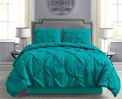 Turquoise Pintuck Comforter Set With