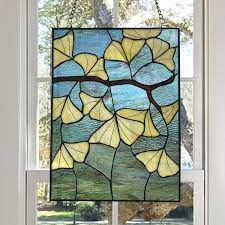 Stained Glass Panels Ginkgo Leaves