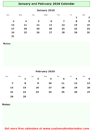 2016 Blank Calendar Template Two Months Per Page