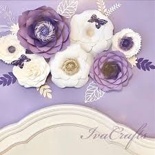 Large Paper Flowers Wall Decor Set Of 7