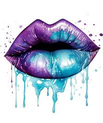 purple and blue painted lips clipart