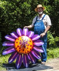 Giant Metal Flowers Sculpture By