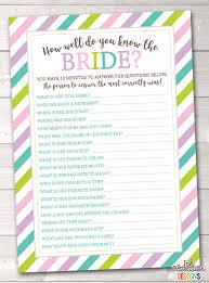 You can do this before the bachelorette party, or on the day, if there's some spare time. Soft Stripes How Well Do You Know The Bride Printable Bridal Shower Ga Erin Bradley Ink Obsession Designs