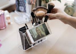 acrylic makeup brush holder phone
