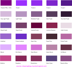 Hues Shades And Tints Of Purple Common Names Their Rgb
