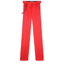 Red Skinny Trousers With Chain