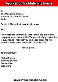 4 application for maternity leave my