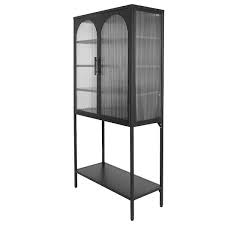 Tempered Glass Tall Storage Cabinet