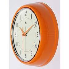 Orange Retro Round Metal Wall Clock