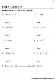 Algebra Worksheets Slope Math