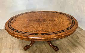 Victorian Burr Walnut Coffee Table Oval