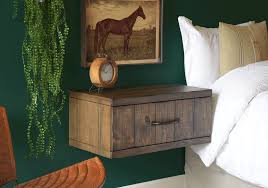 Floating wooden nightstand and wall shelf handmade of solid pine wood. Modern And Floating Wall Mount Nightstands Woodwaves