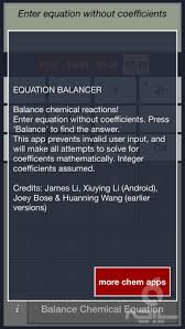 Chemistry Equation Balancing Calculator