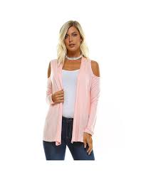 Womens Lightweight Open Front Long Sleeves Cut Out Cold Shoulder Cardigan Top Blush Cq182m79ykc