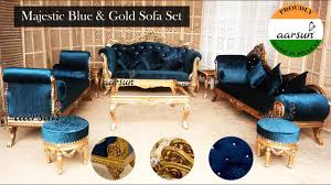 63 majestic sofa set in cly blue