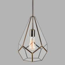 Faceted Glass And Steel Teardrop Pendant Lamp World Market
