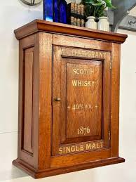 Vintage Oak Wall Cabinet With Whisky