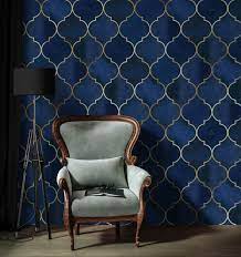 Blue Moroccan Pattern Wallpaper L