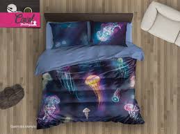 jellyfish glow bedding neon watercolor