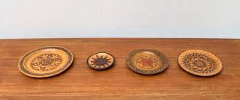 Vintage Wooden Wall Plates Set Of 4