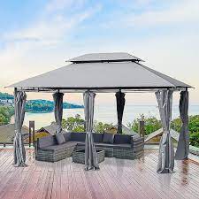Find great deals on ebay for outdoor gazebo curtains. Outsunny 2 Tier Grey Outdoor Garden Gazebo With Removable Curtains Sale