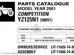 Yamaha Yz125 1 2001 1 Usa Parts Lists