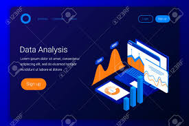 Data Analysis Isometric Concept Charts And Graphs On Laptop