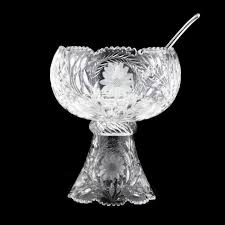 Cut Glass Punch Bowl On Stand Lot 2344