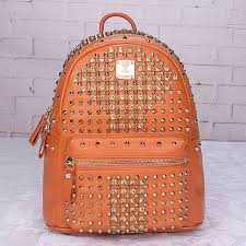 Mcm Small Diamond Stark Backpack In Orange Mcm Backpacks