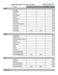 budgeting worksheets for low income