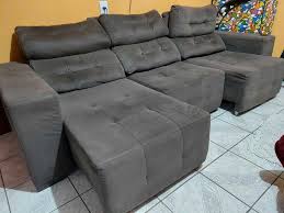 sofá retrátil e reclinável marrom