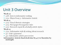 Unit   Overview Week          Intro to informative writing          rentzo ml