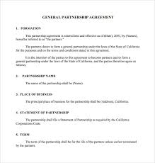 Partnership Agreement Template California General Partnership