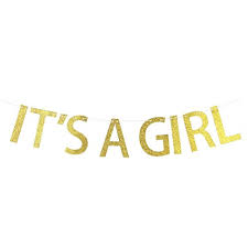 Webenison Gold Glitter Its A Girl Banner Bunting Christening Baby Shower Baby Girl Birthday Party Favors