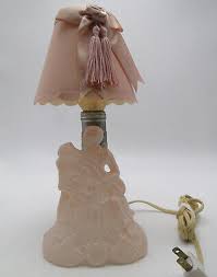 Old Art Deco Pink Glass Boudoir Lamp W