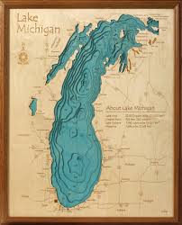 3d Wood Carved Lake Maps In 2019 Lake Art Map Lake Michigan