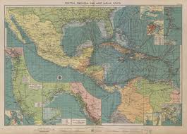 Details About Central America Caribbean Gulf Of Mexico Chart Ports Lighthouses Large 1916 Map