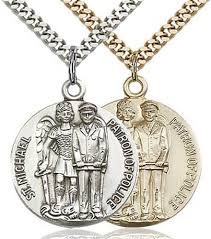 patron saint of police round medal