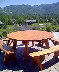 Wooden Picnic Tables Round Patio Table