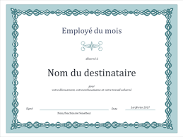 Certificat pour l'employé du mois (chaîne bleue)