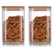 1chase 2 Pcs Square Glass Storage Jar