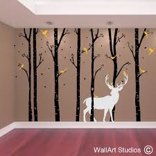Birch Forest Stag Wall Art Vinyl
