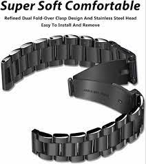 black stainless steel watch strap size