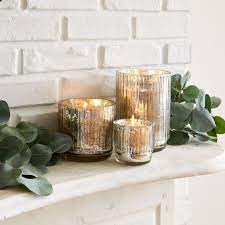 Mercury Glass Fluted Candles Cypress