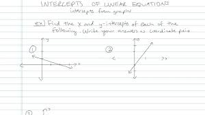 Intercepts Of Linear Equations Math