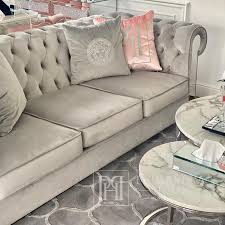 Glamour Sofa Modern Gray Aviator Silver