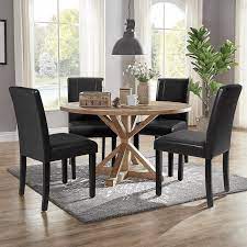 pu leather dining chairs with wood legs