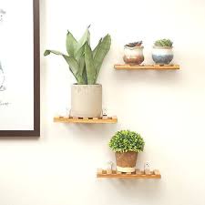Floating Wall Shelves Bamboo Plant Pot